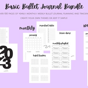 Essentials Planning Bullet Journal Pack | Yearly, Monthly, Weekly, Daily Trackers and Calendars | Undated Planner, Journal, Bujo