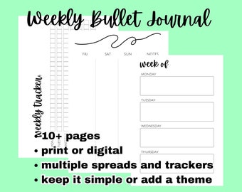Weekly Bullet Journal Instant Download 40+ Pages Planner Digital