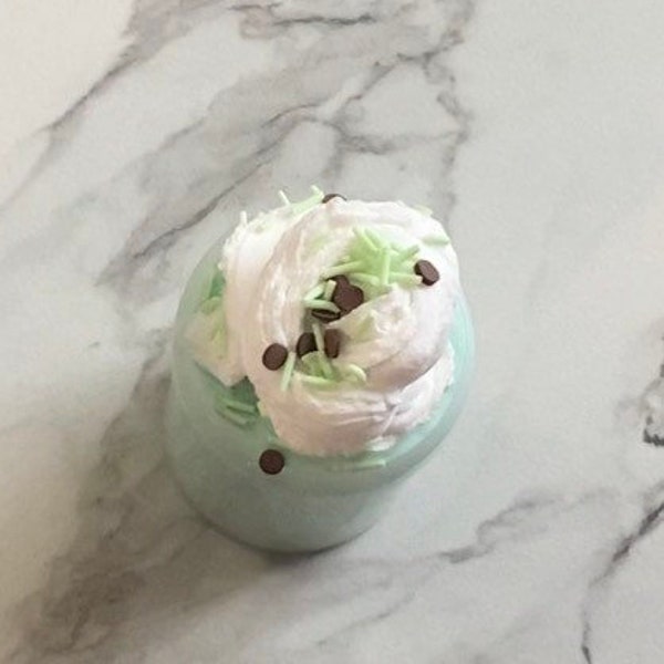 Mint Chocolate Chip snow butter slime w/ “whipped cream” 4oz or 7oz