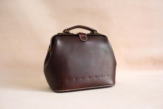 Doctor Bag-Women's Cowhide Leather Handbag Handmade | Etsy