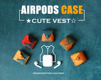 Cute Vest-Leather AirPod Case, Airpods Case, Airpods Holder, Leather AirPods Cover, Apple AirPods Pouch, Airpods Accessories