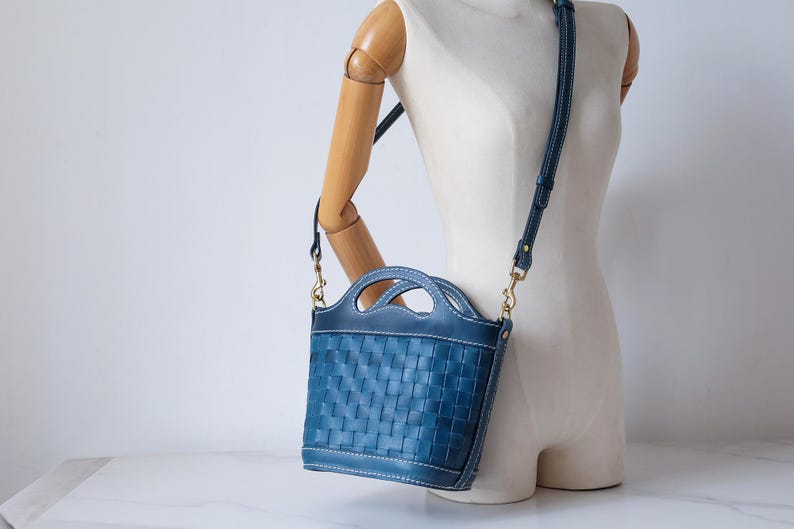 Bolso de cuero tejido a mano: bolso de hombro de plena flor imagen 19
