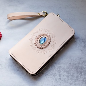 Cartera de piel con cremallera y clutch LABRADORITE
