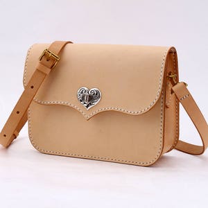 Women's Cowhide Leather Classic Square Saddle Handbag Handmade Adjustable Cross Body Shoulder Bag image 1