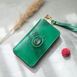 Cartera de piel con cremallera y cartera de mano LABRADORITE