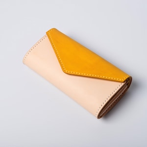 Cartera de piel tipo sobre para mujer, tipo sobre, tipo sobre, larga, de gran capacidad y con contraste de color.