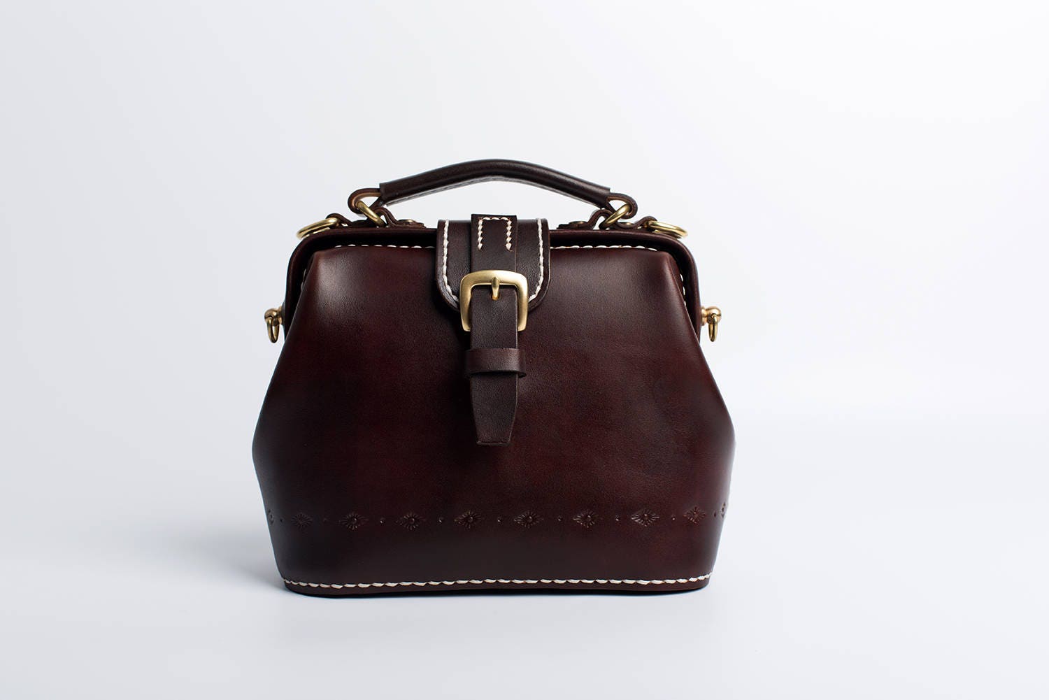 Handmade Italian Leather Doctor Bag - Small Chocolate Cowhide