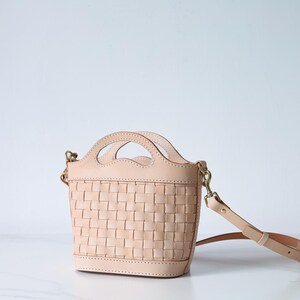 Bolso de cuero tejido a mano: bolso de hombro de plena flor Nature