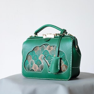 Peacock-Dulles Doktortasche-Rindsleder Geldbeutel, Lederhandtasche, Frauen Crossbody-Tasche, Top Griff Mini Tasche, Lange Riemen Geldbörse