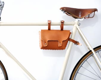 Handmade Leather Frame Tool Bag - Asymmetrical Design for Bicycle Enthusiasts
