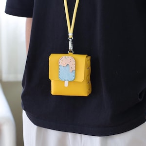 Adorabile mini borsa a tracolla in pelle Porta auricolari in pelle Portamonete in pelle Organizzatore per auricolari Porta rossetto