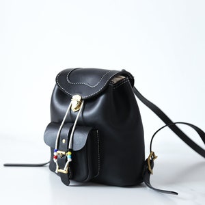 Leather Bucket Backpack - Women&#39;s Cowhide Leather Small Women Backpack