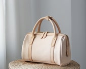 Mini Boston Bag- Women's Soft Leather Barrel Bag Handmade