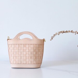 Bolso de cuero tejido a mano: bolso de hombro de plena flor imagen 13
