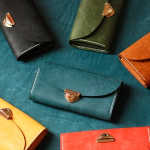 Cartera de cuero para mujer Cartera de embrague Cartera larga, Cartera de gran capacidad