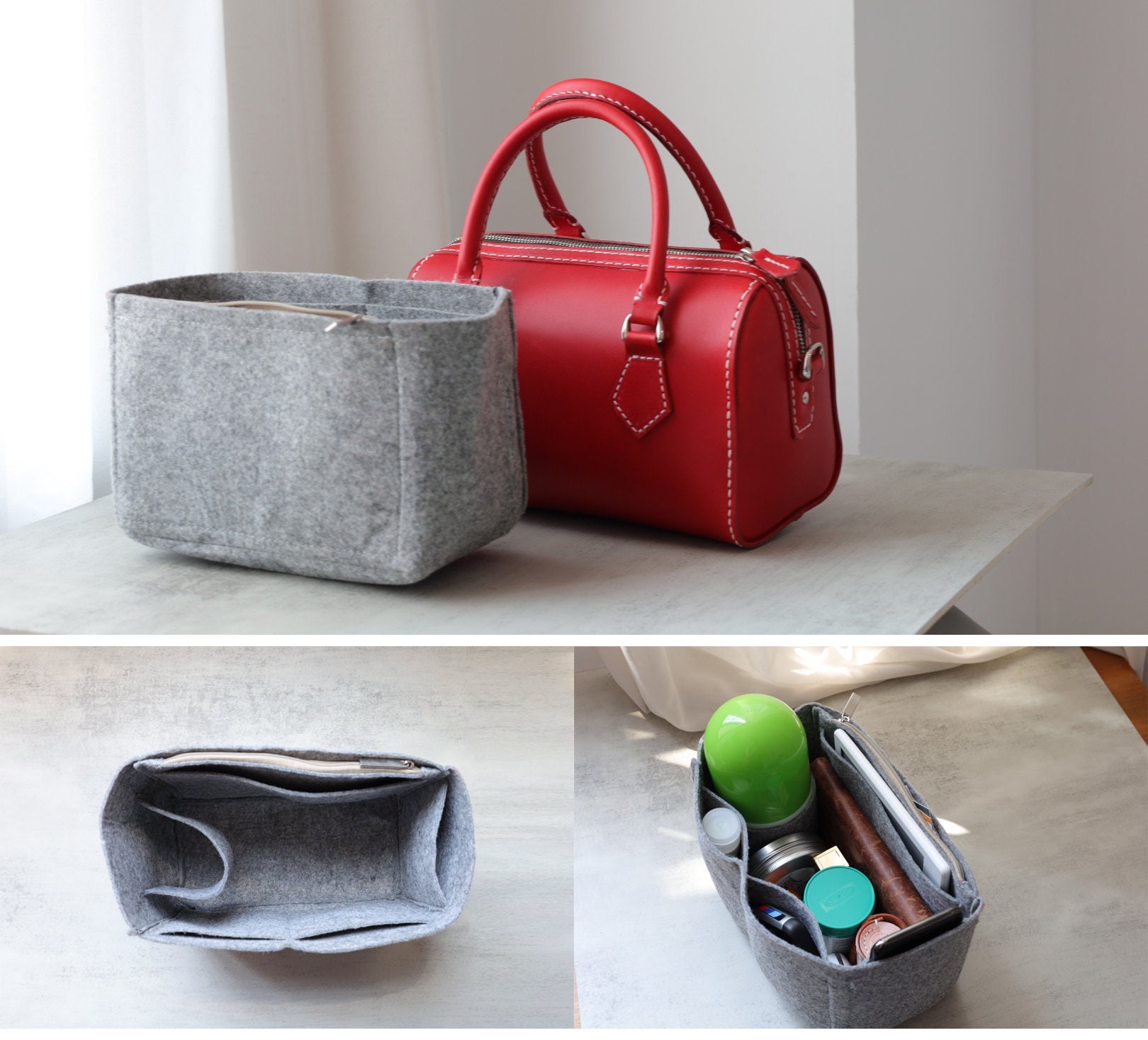 Mini Boston Bag- Women's Cowhide Leather Barrel Bag Handmade