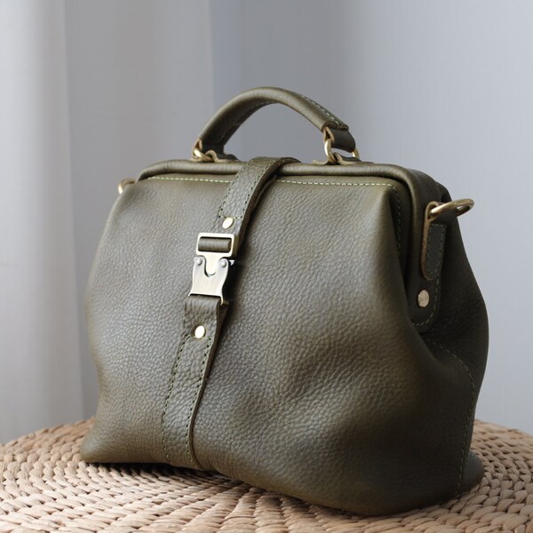Grote promotie zachte leren dokterstas - dokterstas, leren tas, schoudertas, leren tas met monogram, elke dag groot