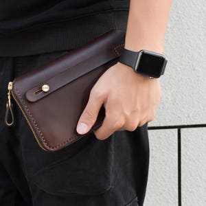 Herren Reisebrieftasche, Passport Organizer, Mann Clutch Brieftasche, Reisepassinhaber, Bordkartenhalter, Leder Passport Brieftasche Reißverschluss