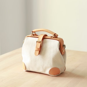 Lady's Canvas Leder Arzt Tasche Frauen Crossbody Tasche, Top Griff Mini Tasche, lange Riemen Geldbörse, Umhängetasche