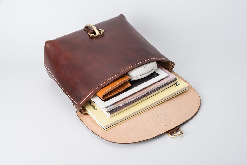 Men's Cowhide Leather Large Messenger Handbag Handmade Etsy