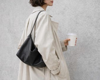 Vegetable Tanned Leather Hobo Bag: Slouchy Crossbody Shoulder Purse