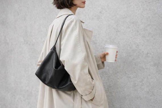 Vegetable Tanned Leather Hobo Bag: Slouchy Crossbody Shoulder Purse