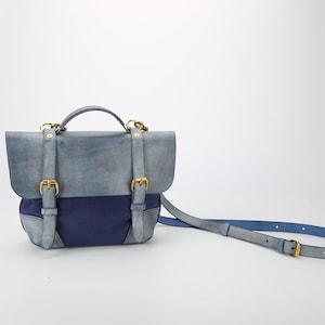 Mini Messenger Bag, Lady&#39;s Leather Canvas Messenger Bag, Crossbody, Shoulder Bag