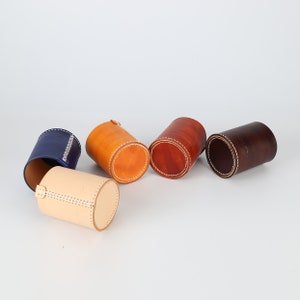 Handmade Leather Pen Container Brush Barrel Pot,Pencil Holder, Leather Case