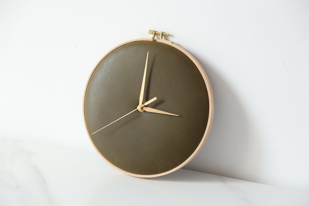 Leather Wall Clock Unique Minimalist Leather Wall Clock Etsy Singapore