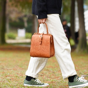 Doctor Bag-2 WAYS Damen Rindsleder Handtasche Handarbeit Schultertasche Leder Arzttasche Top Henkel Tasche-Große Größe