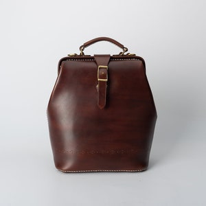 Doktortasche-Lederrucksack, Handgenähter Lederrucksack Damen, Lederrucksack Herren, Großer Rucksack, Rücksack