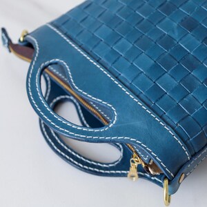 Bolso de cuero tejido a mano: bolso de hombro de plena flor imagen 17