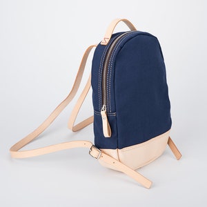 Canvas Leather Women's Small Backpack Concise Design image 3