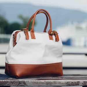 Große Canvas Leder Arzttasche Frauen Crossbody Tasche, Top Griff Tasche, lange Riemen Geldbörse, Umhängetasche