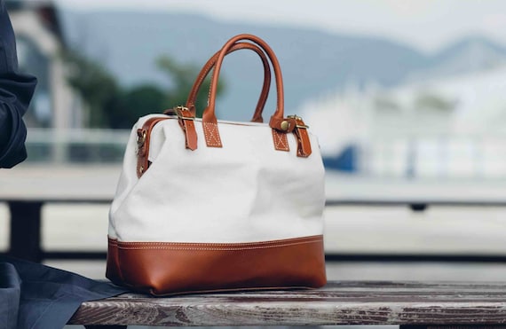 Large Canvas Leather Doctor Bag Women Crossbody Bag Top Handle Bag Long Strap Purse Shoulder Bag Etsy Finland