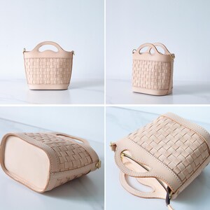 Bolso de cuero tejido a mano: bolso de hombro de plena flor imagen 12