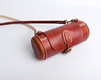Leather Handmade Capsule Bucket  Shoulder Bag