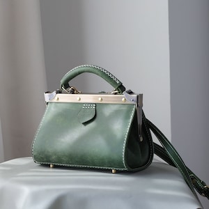 sac de docteur en cuir de style vintage - Sac de style docteur, sac à main en cuir, sac à bandoulière, sac en cuir Monogram, transport quotidien