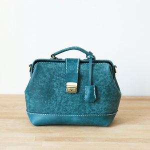 Handmade Blue Leather Doctor Bag: DSLR Camera Shoulder Bag