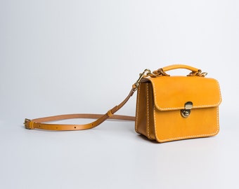 Dulles Bag-Women's Cowhide Leather Small Business Handbag Handmade Shoulder Bag