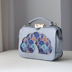 Peacock-Dulles Doktortasche-Rindsleder Geldbeutel, Lederhandtasche, Frauen Crossbody-Tasche, Top Griff Mini Tasche, Lange Riemen Geldbörse