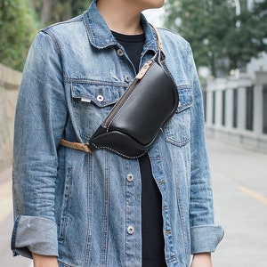 Unisex Sling Leather Bag, Leather Bag, Sling Bag, Vintage Bag,  Casual, Backpack, Crossbody Bag