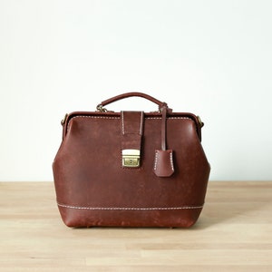 Handmade Leather Doctor Bag: DSLR Camera Bag with Padded Insert