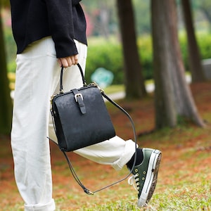 Doktortasche-2 WAYS Damen Rindsleder Handtasche Handgefertigte Schultertasche Leder Doktortaschen Top Griff Tasche-Große Größe