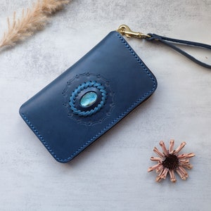 Cartera de piel con cremallera y cartera de mano LABRADORITE