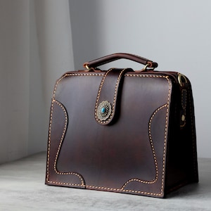 Doktortasche-Damen Rindsleder Kleine Business Handtasche Handgefertigte Umhängetasche Groß
