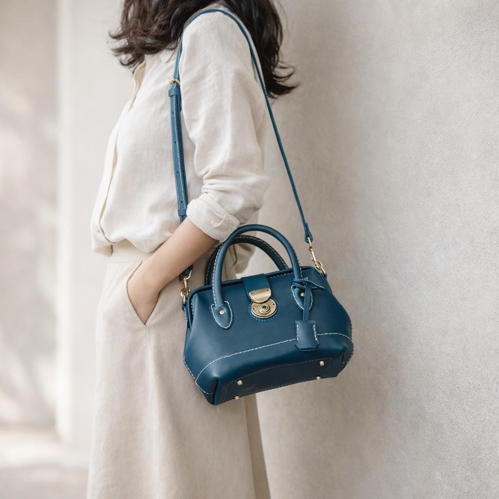 Handmade Full Grain Leather Doctor Bag, Vintage Top Handle