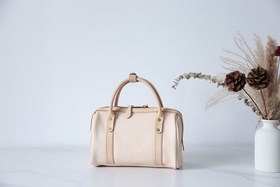 Mini Boston Bag- Women's Soft Leather Barrel Bag Handmade