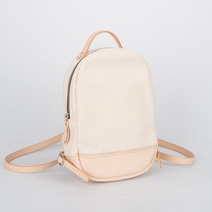 Petit sac à dos en cuir et toile pour femmes, design concis