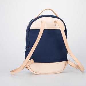 Canvas Leather Women's Small Backpack Concise Design image 5